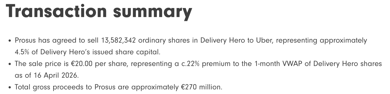 Prous verkoopt 4,5% van Delivery Hero: