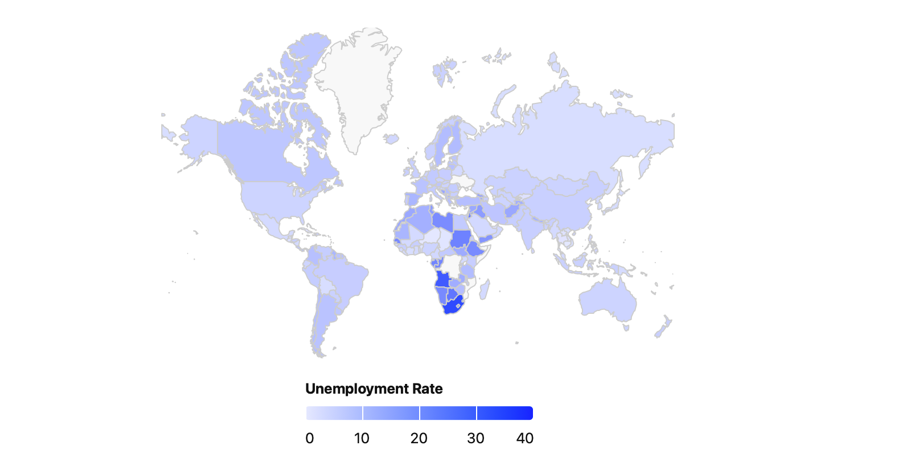 Werkloosheid rate wereld