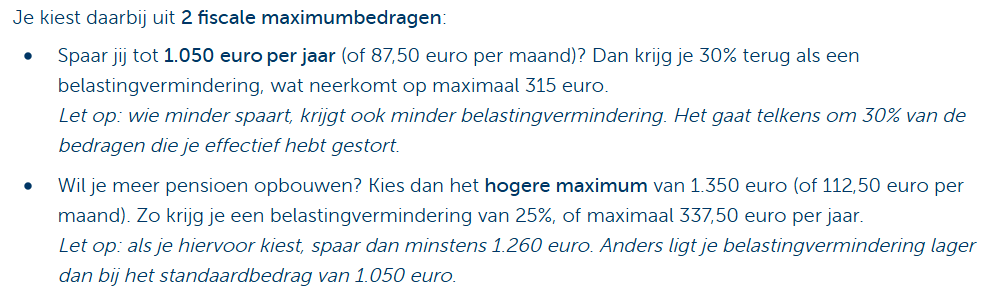Maximumbedrag bepaalt het fiscale voordeel van pensioensparen